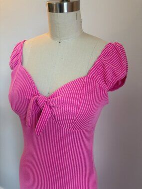 No Boundaries Pink Textured Midi Sheath Dress- Size M (7-9)